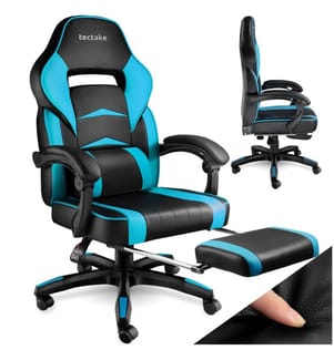 Chaise de bureau racing Comodo avec repose-pieds - noirazur