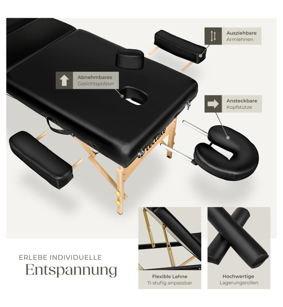 3 Zone Massage Table Somwang with Bolster Set - black