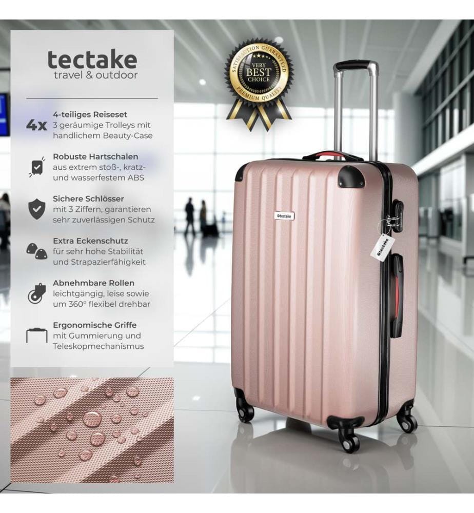 Set de valises rigides Cleo 4 pièces avec pèse-valise - or rose