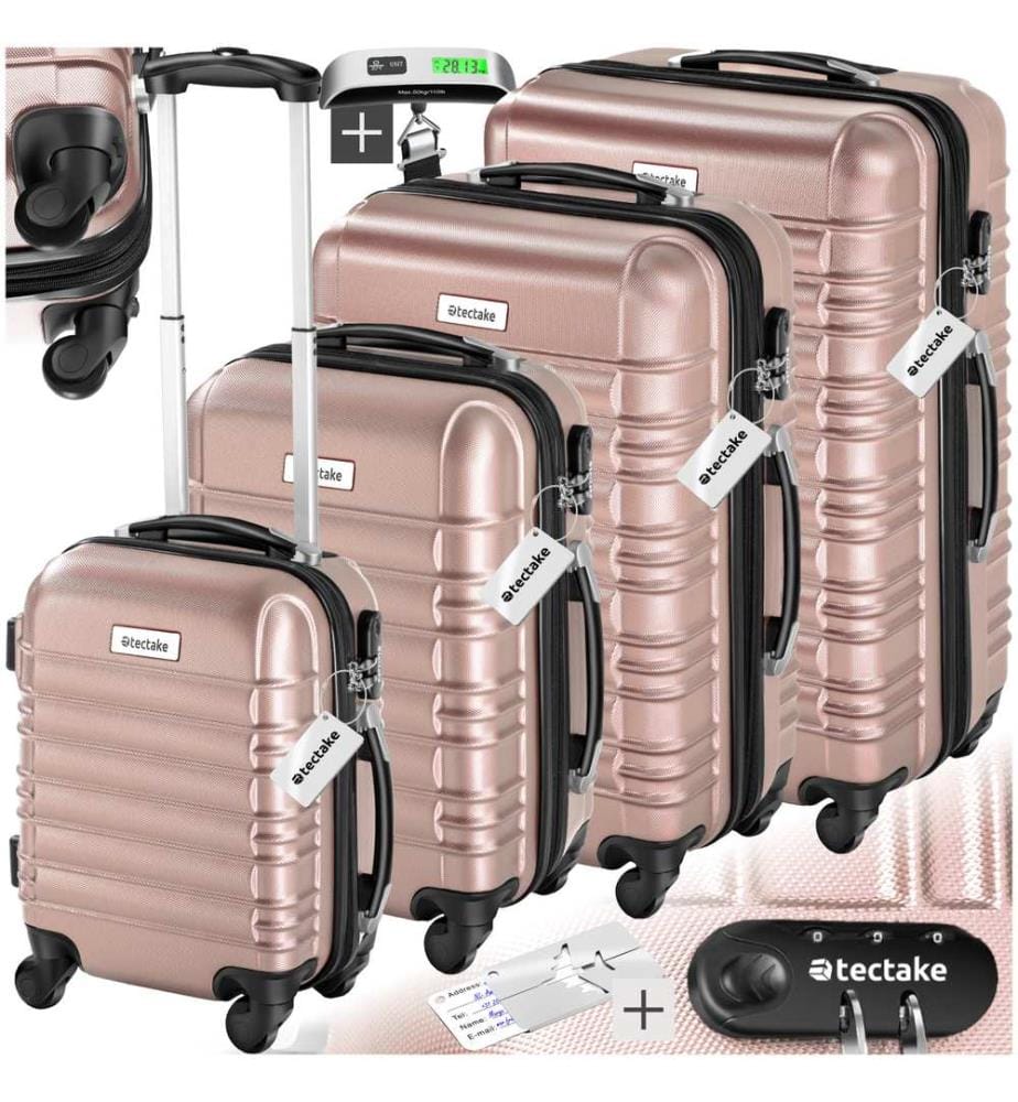 Set de valises rigides Mila 4 pièces avec pèse-bagages - or rose