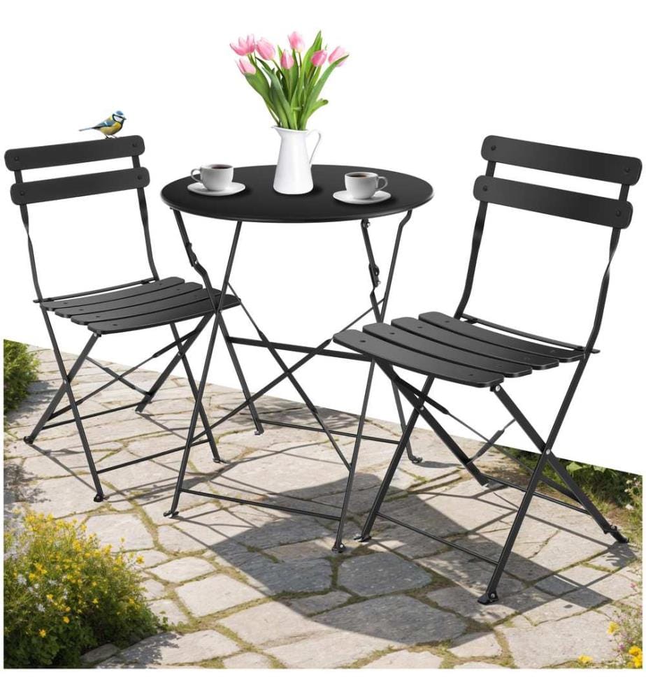 Bistrotisch Set Frieda, klappbar für 2 Personen - schwarz