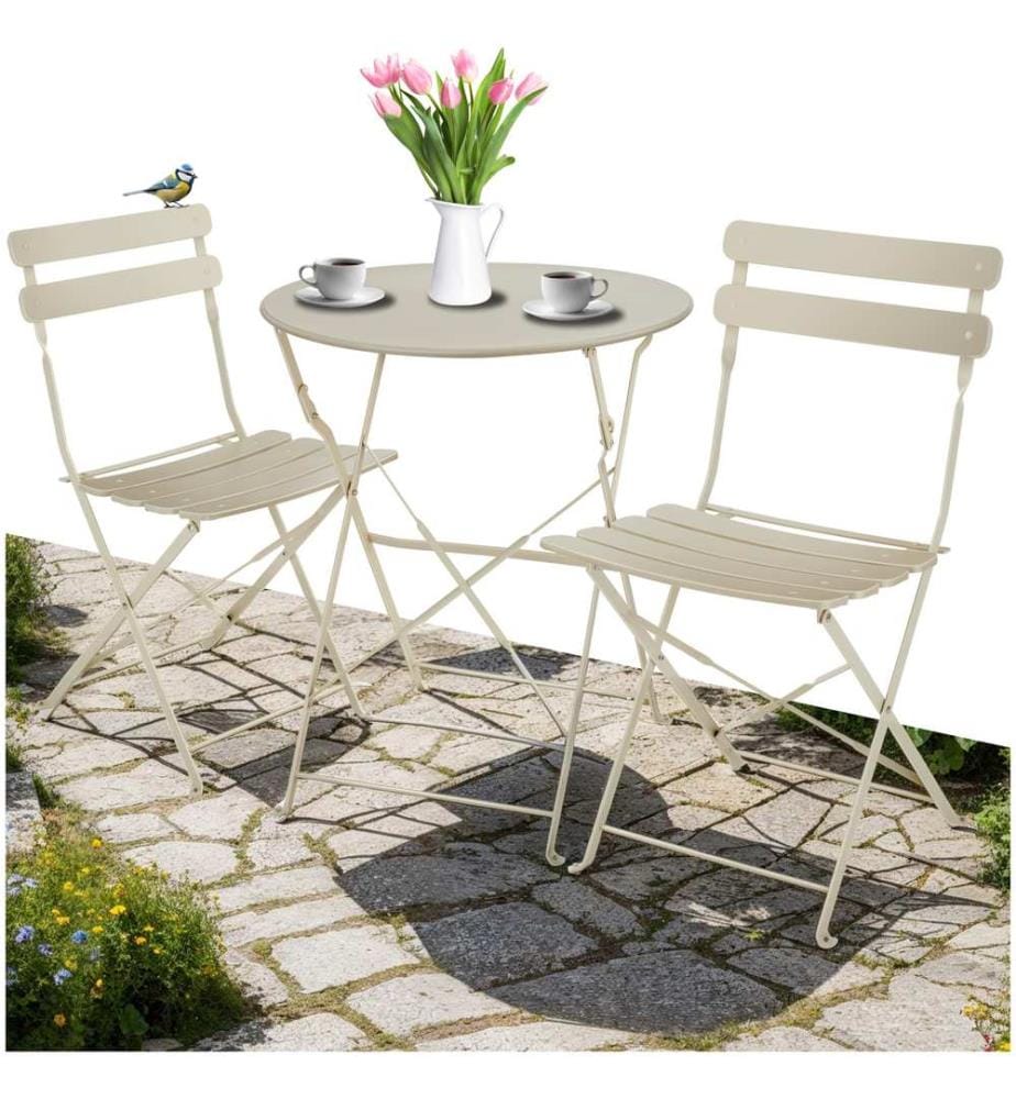Bistrotisch Set Frieda, klappbar für 2 Personen - creme