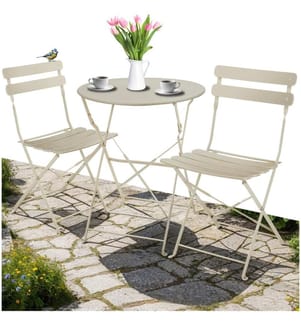 Bistrotisch Set Frieda, klappbar für 2 Personen - creme