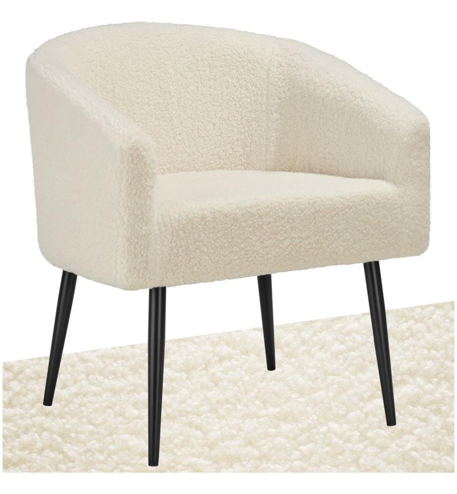 Sessel Mysig beige, dicke Polsterung mit Bouclé-Stoff - creme