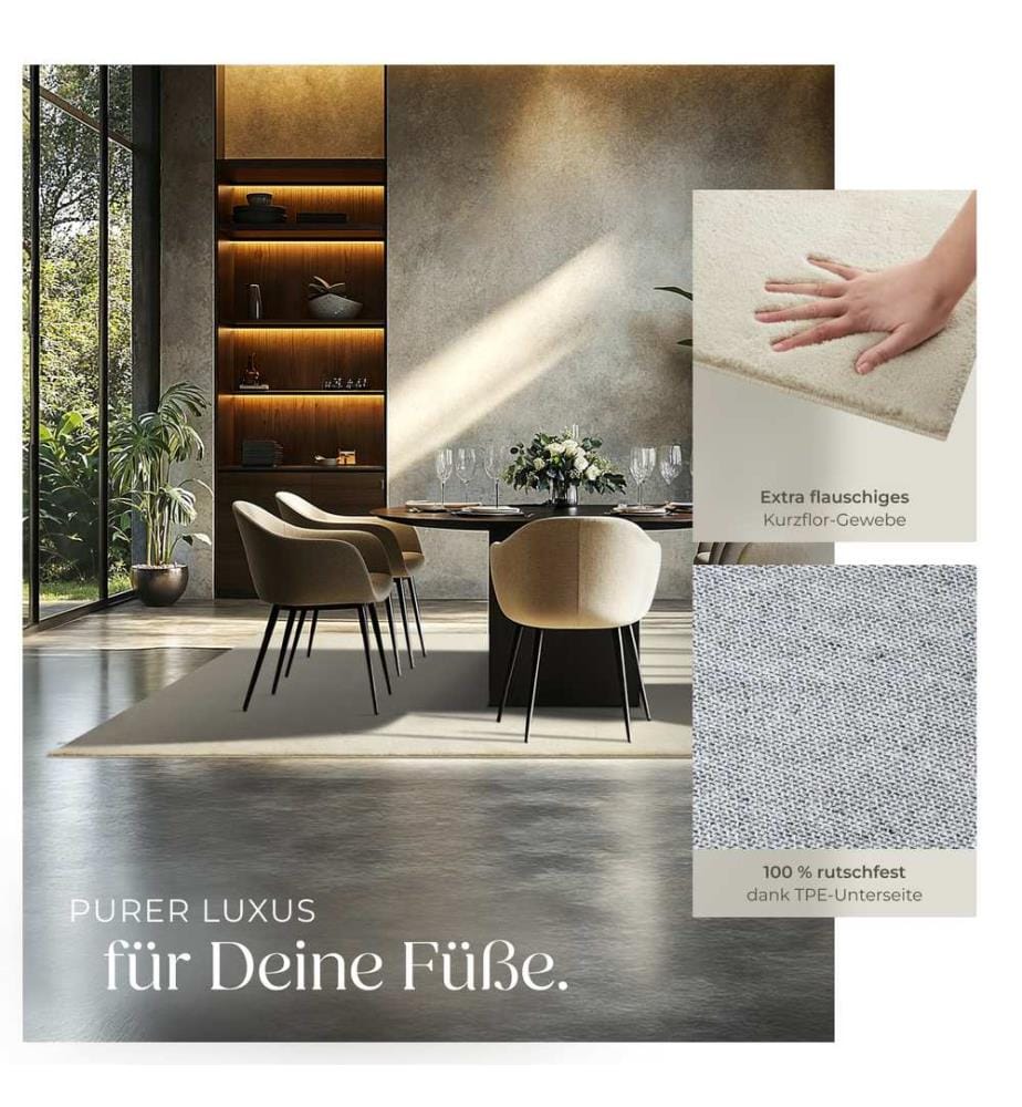 Kurzflorteppich Soft Zone - beige, 160 x 230 cm