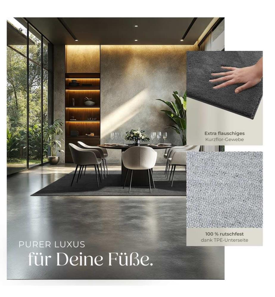 Kurzflorteppich Soft Zone - anthrazit, 160 x 230 cm