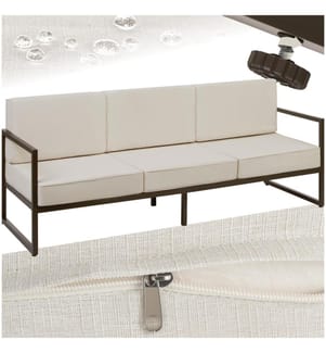Garten-Loungesofa Comosa, 3-Sitzer, XXL-Polsterung - braunbeige