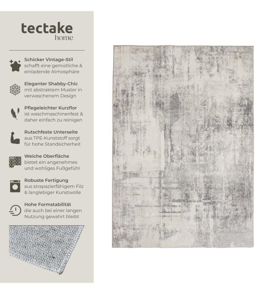 Washable Rug Nadira - different sizes, abstract pattern, synthetic wool and felt, non-slip - 200 x 274 cm