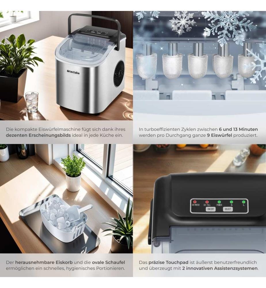Machine à glaçons ARCTIC capacité de 1,2 L avec 2 tailles de glaçons - argent