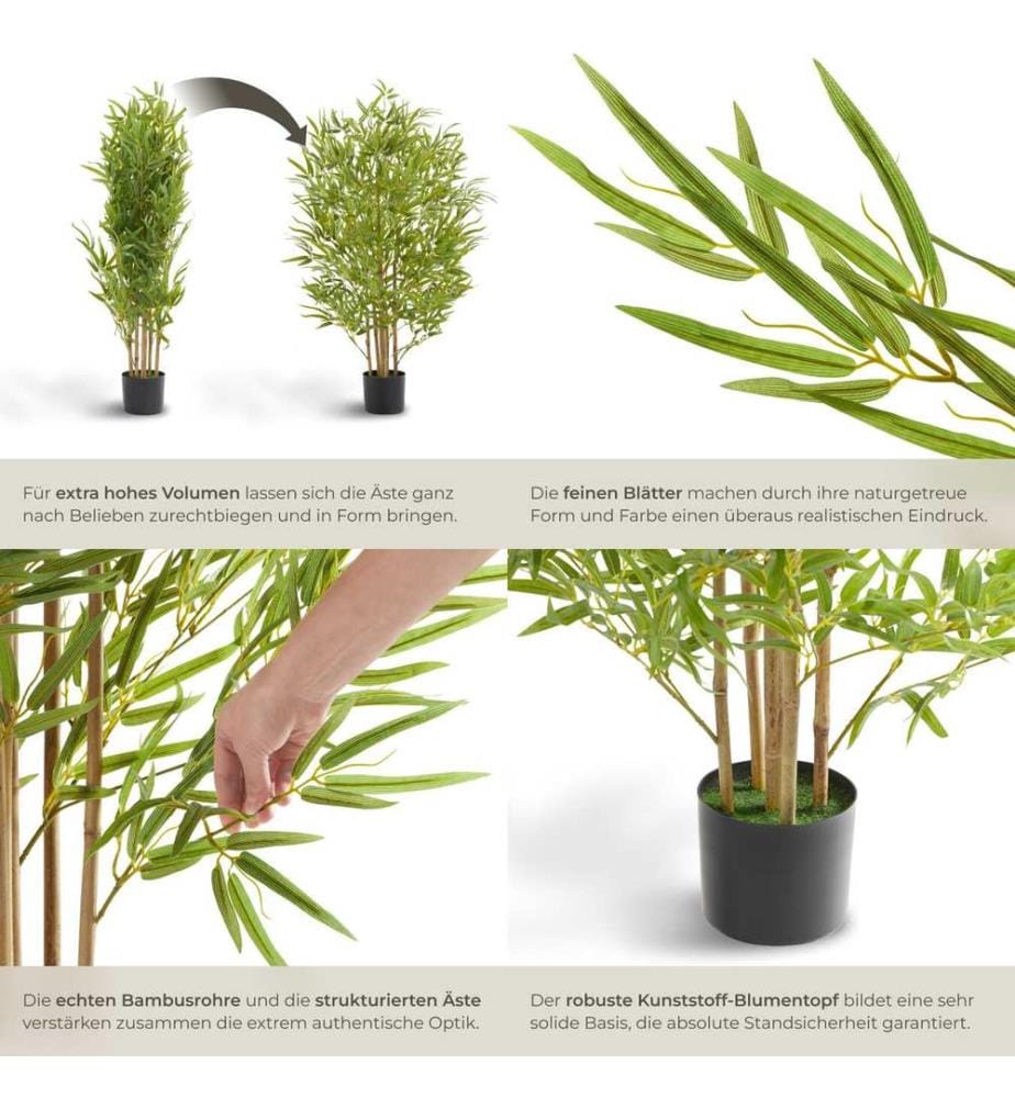 Albero di bambù artificiale Bambosa, consistenza realistica - 120 cm