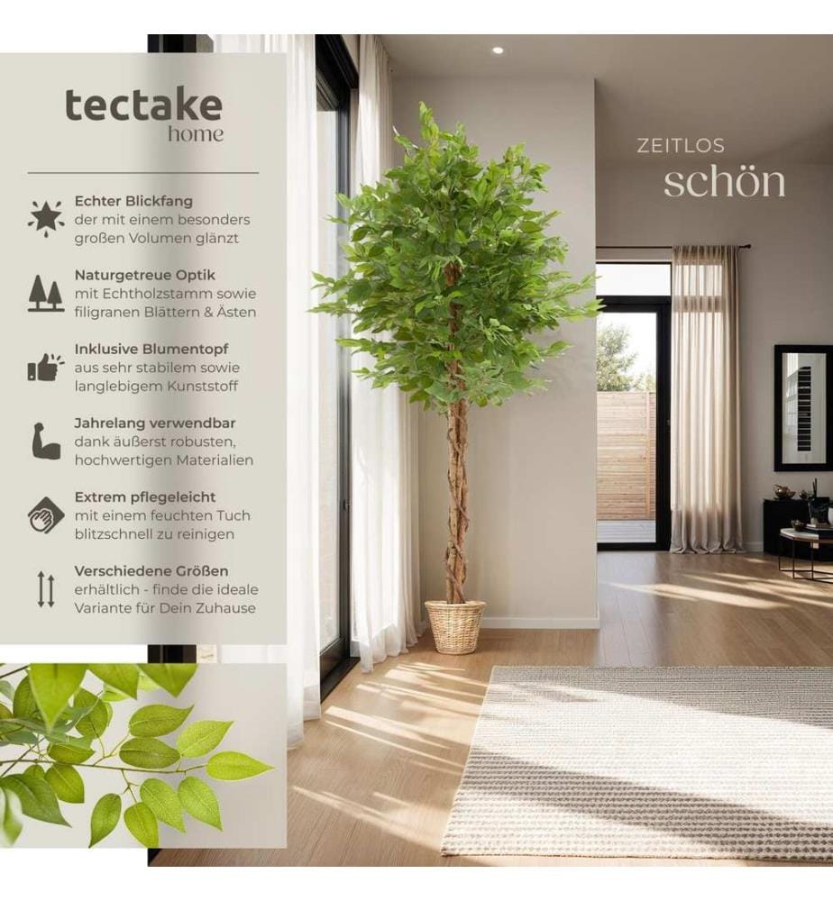Albero di Ficus artificiale Fida, texture realistica - 180 cm