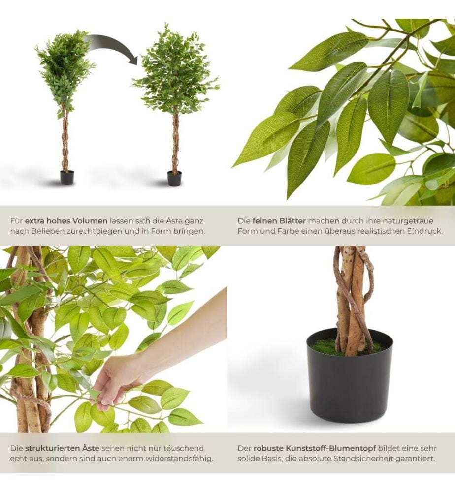 Albero di Ficus artificiale Fida, texture realistica - 180 cm