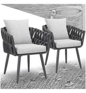 2er Set Stuhl Lugano im Rope-Design mit Aluminiumgestell - anthrazit