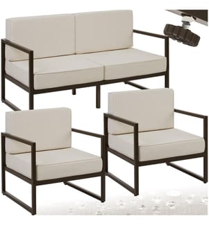 Garten-Loungeset Comosa für 4 Personen, XXL-Polsterung - braunbeige