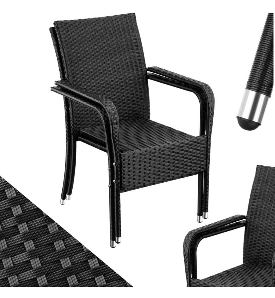 Rattanstuhl Girona, stapelbar, Belastbarkeit 120 kg - 2er Set