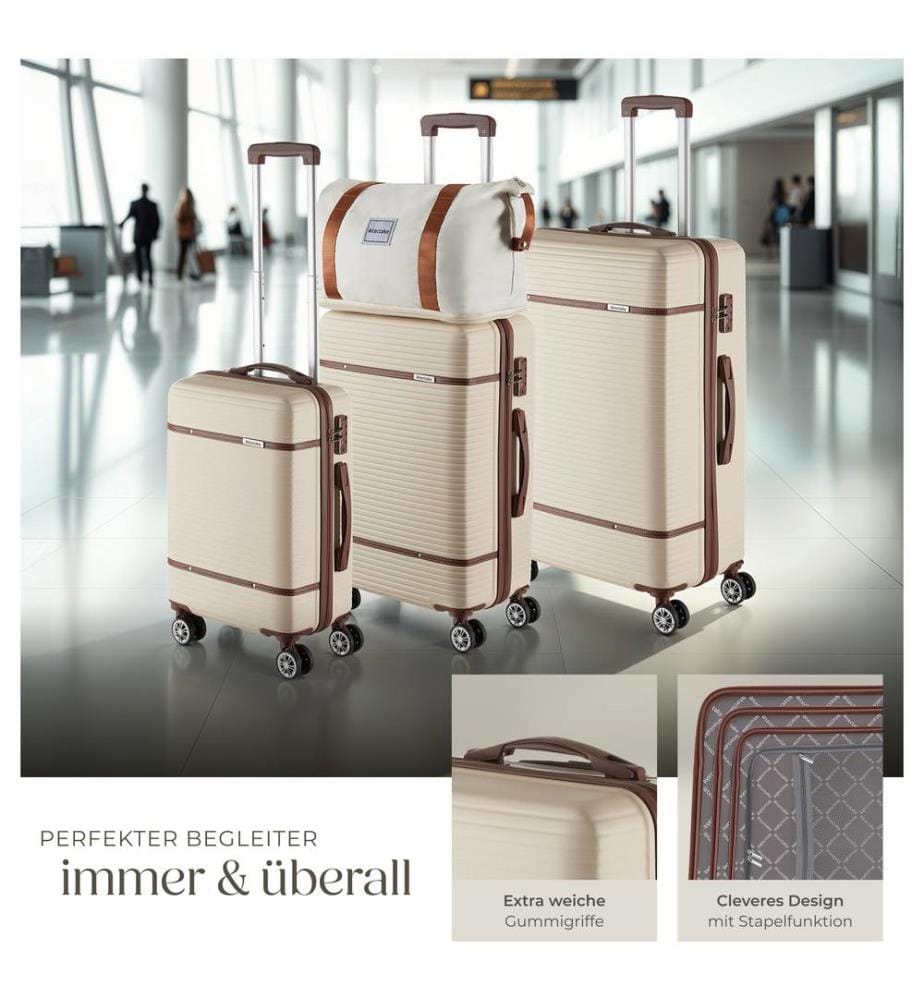 Ensemble de valises MADISON 13 pièces avec serrure TSA - crème