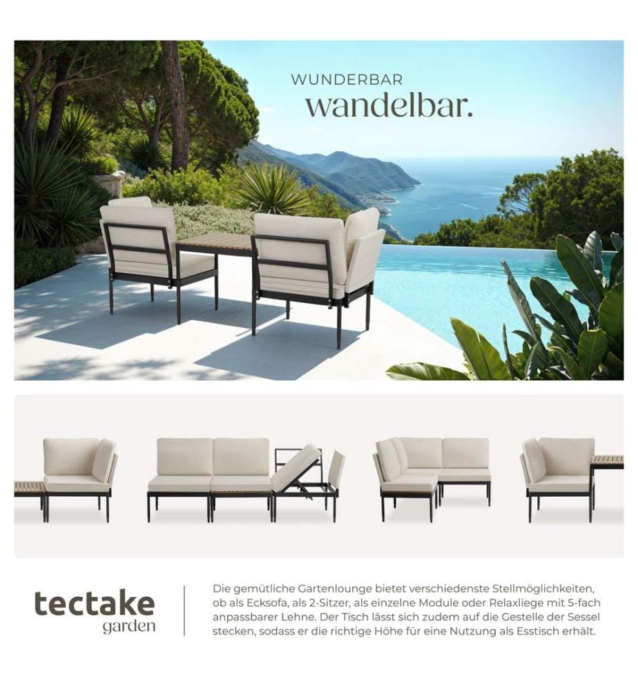 Gartenlounge-Set Magaluf, 5in1 Funktion, Aluminiumgestell - anthrazitgrau