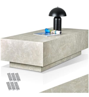 Tavolino Lasley con base, capacità di carico 45 kg - effetto travertino, 120 x 60 x 35 cm