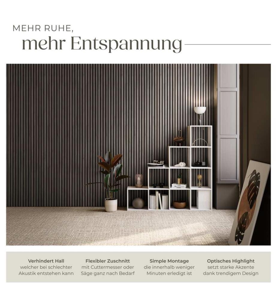 Akustikpaneele Sonic Wall Holzoptik - Eiche grau, 4er Set
