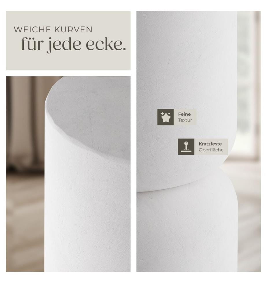 2er Set Beistelltisch Amine, Chubby-Design - weiss