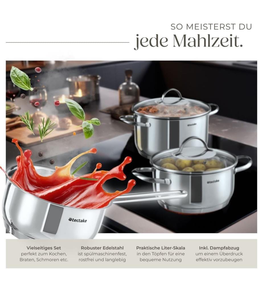 Batterie de casseroles BOLOGNE II 9 pièces compatible induction - argent