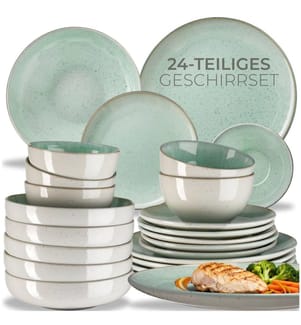 Mare tableware set in stoneware, for 6 people - 24 pc, mint