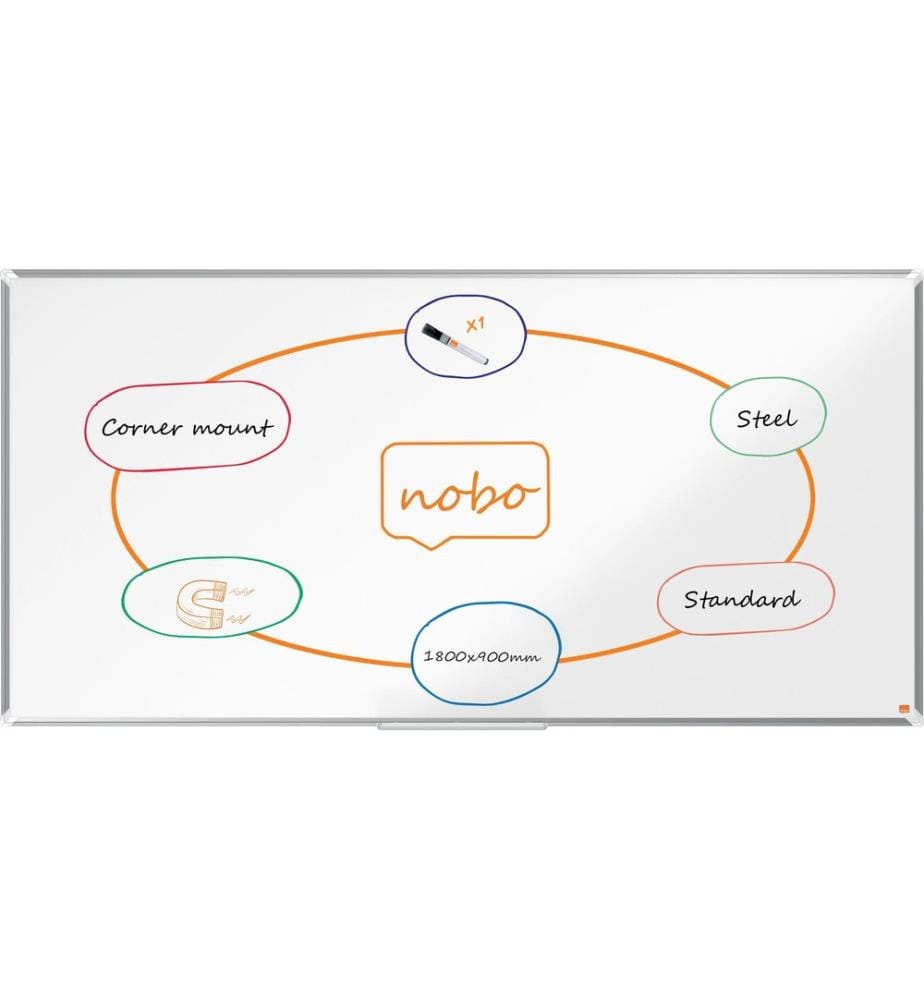 NOBO - Whiteboard Premium Plus Stahl 90 cm x 180 cm, Weiss
