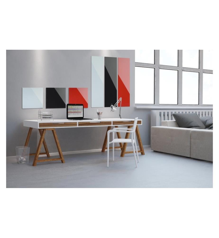 BI-OFFICE - Tableau en verre magnétique 48 cm x 78 cm, Noir