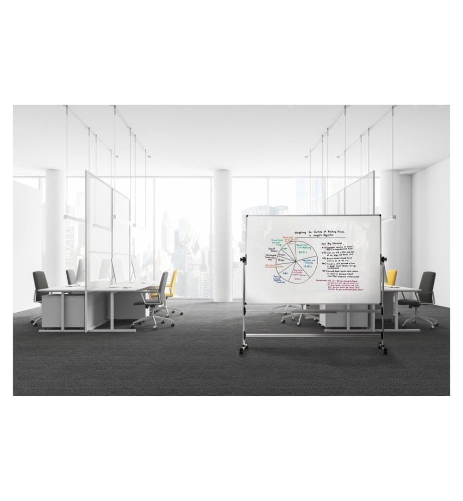 BI-OFFICE - Tableau blanc magnétique 120 cm x 150 cm, Blanc