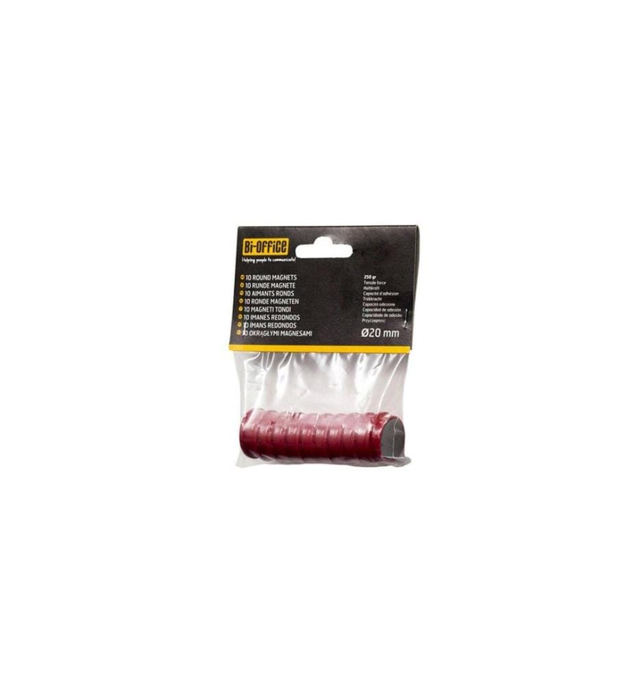 BI-OFFICE - Aimant Super Strong 20 mm Rouge, 10 Pièce/s