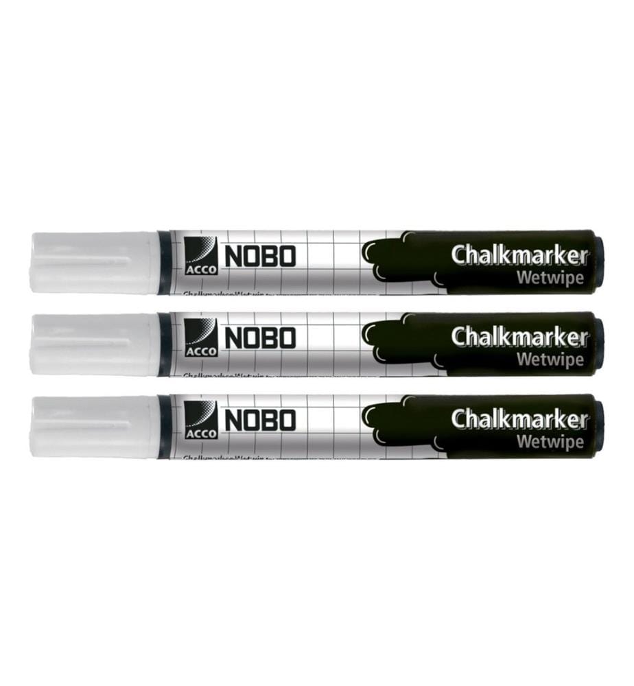 NOBO - Marqueur pour tableau blanc 3 pièces Blanc