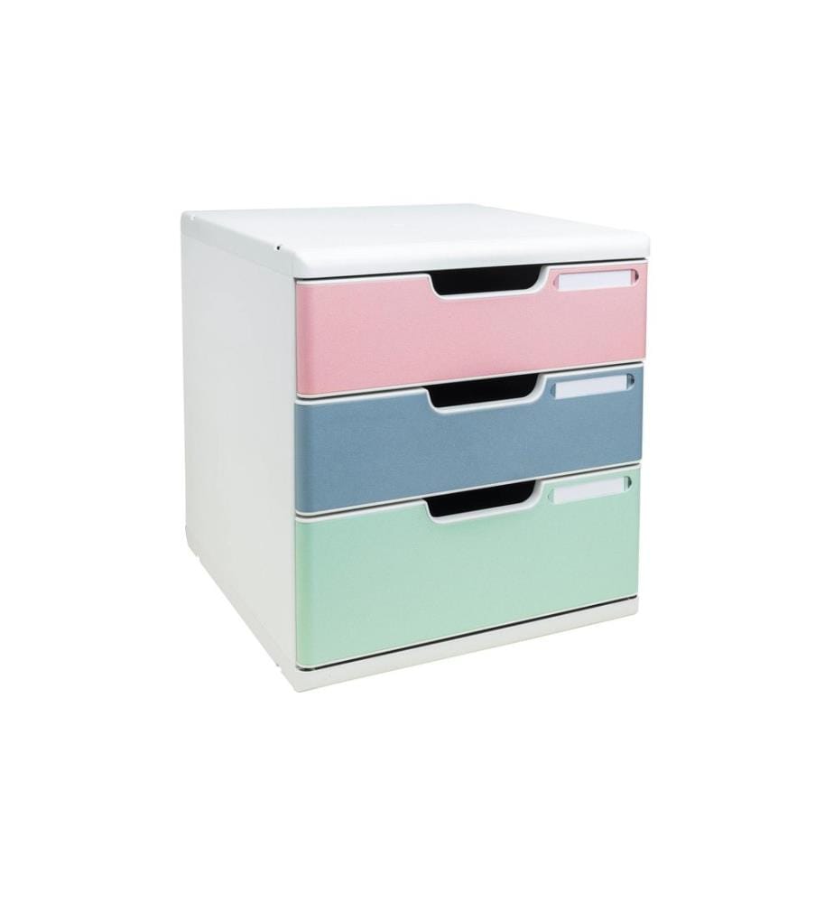 Exacompta Schubladenbox Modulo AutentiK, A4+, 3 Schubladen, Mehrfarbig