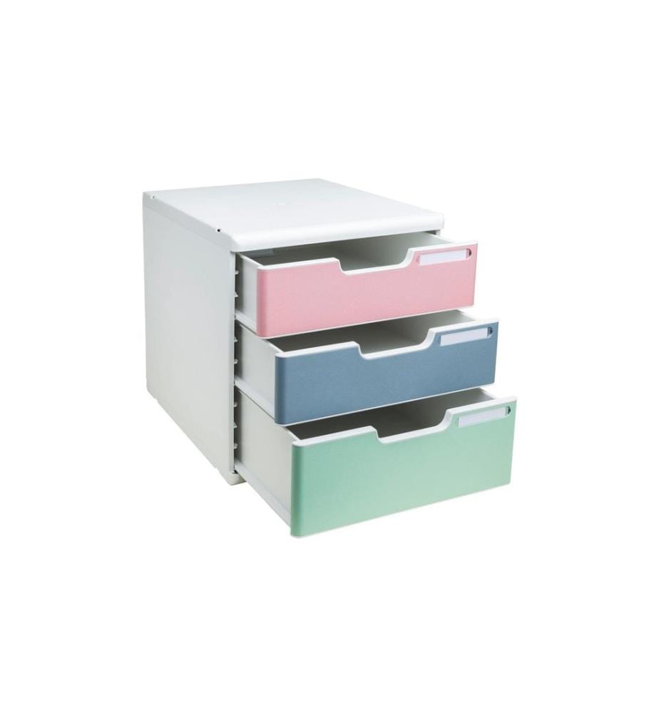 Exacompta Schubladenbox Modulo AutentiK, A4+, 3 Schubladen, Mehrfarbig