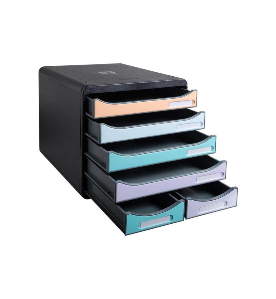 Exacompta Schubladenbox Big-Box Maxi 6 Schubladen, Mehrfarbig Aquarel
