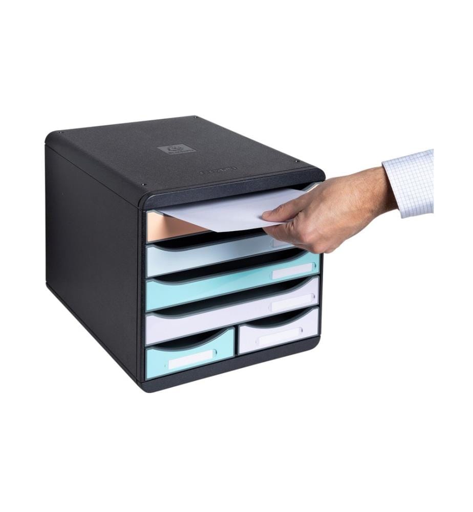 Exacompta Schubladenbox Big-Box Maxi 6 Schubladen, Mehrfarbig Aquarel