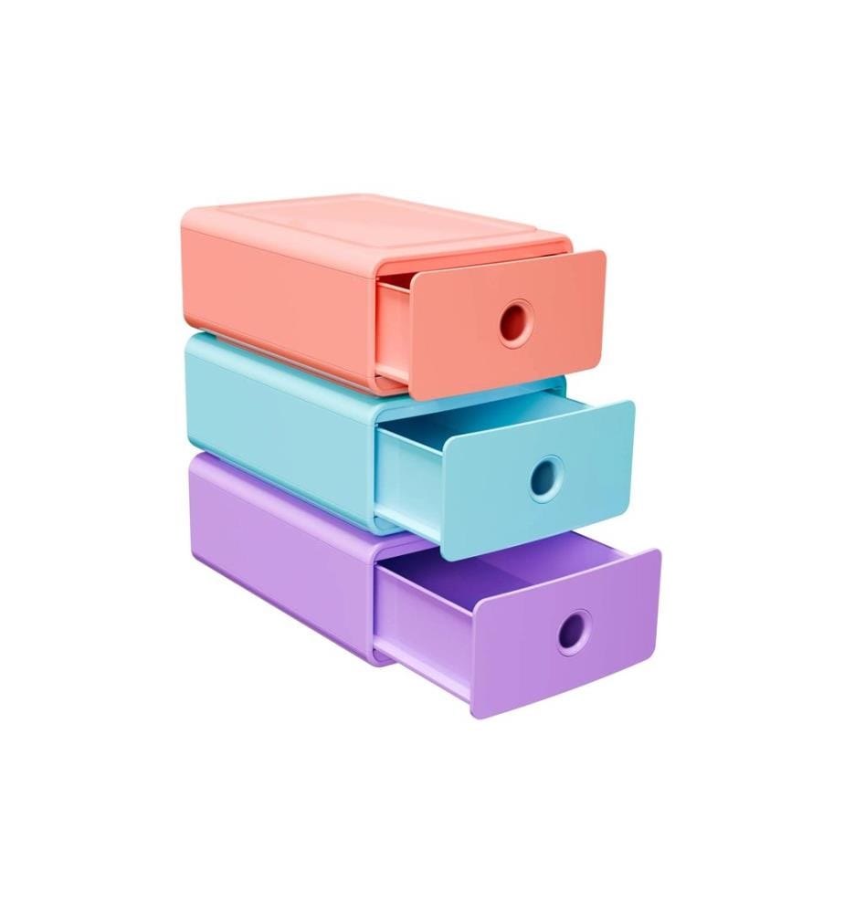 Exacompta Tiny Box Candy Tidy, 3-er Set A5+, stapelbar