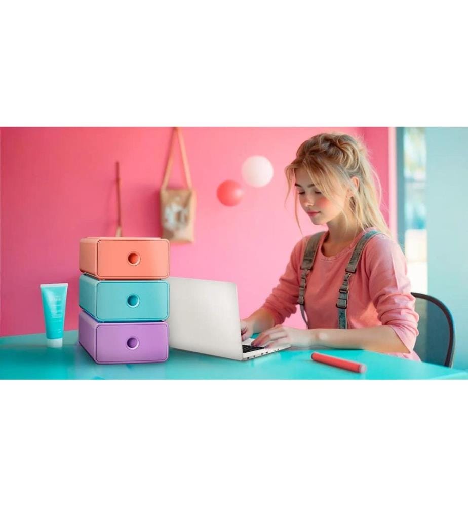 Exacompta Tiny Box Candy Tidy, 3-er Set A5+, stapelbar