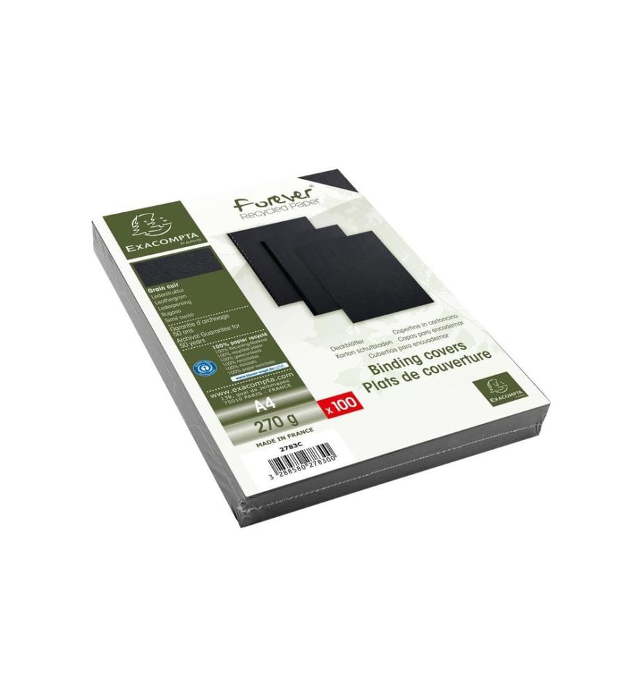 Exacompta Einbanddeckel Evercover 270 g/m², 100 Stück, Schwarz