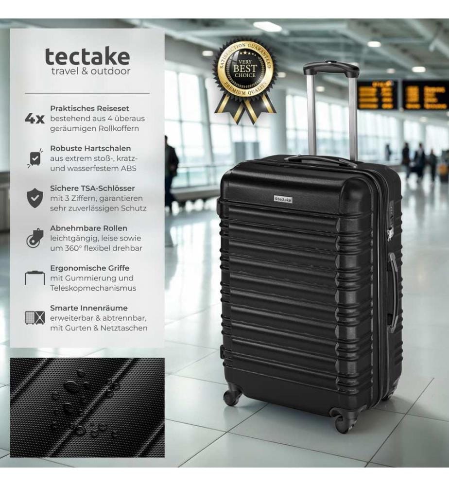 Set di valigie ABS, 4 pezzi - nero
