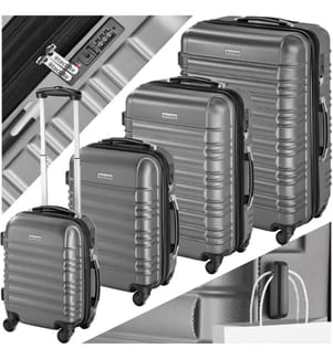 Set de 4 Valises Trolley - ABS - 4 Roues Pivotantes à 360° - gris