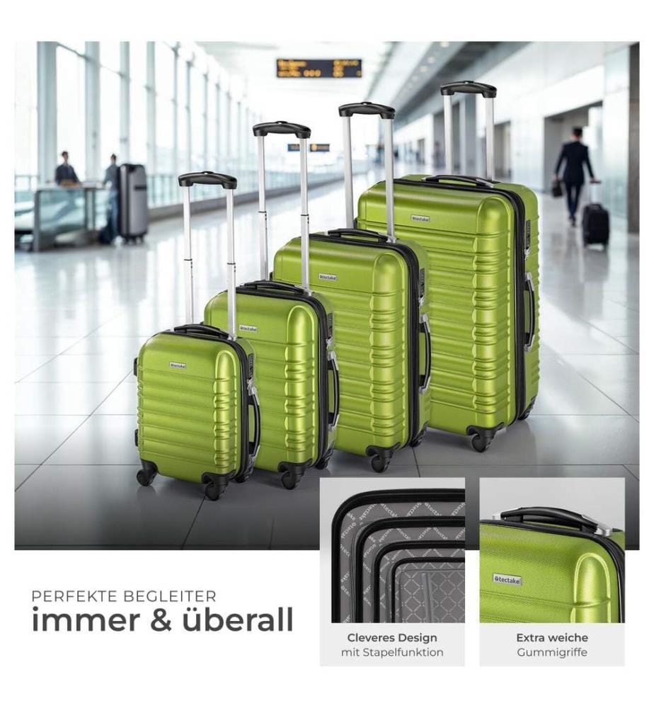 Set di valigie ABS, 4 pezzi - verde