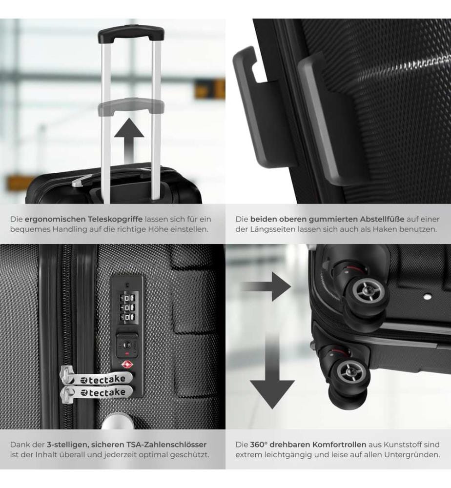Set de 3 Valises Trolley Rigides JAKUB - noir