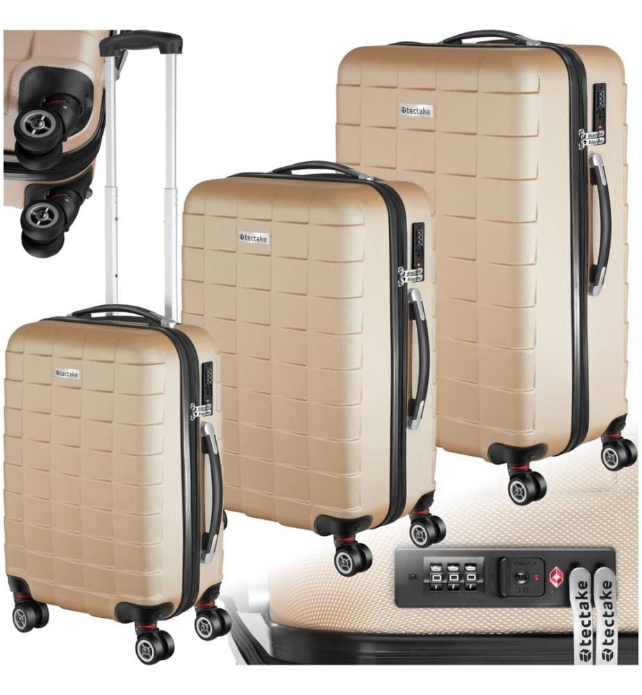 Set de 3 Valises Trolley Rigides JAKUB - champagne