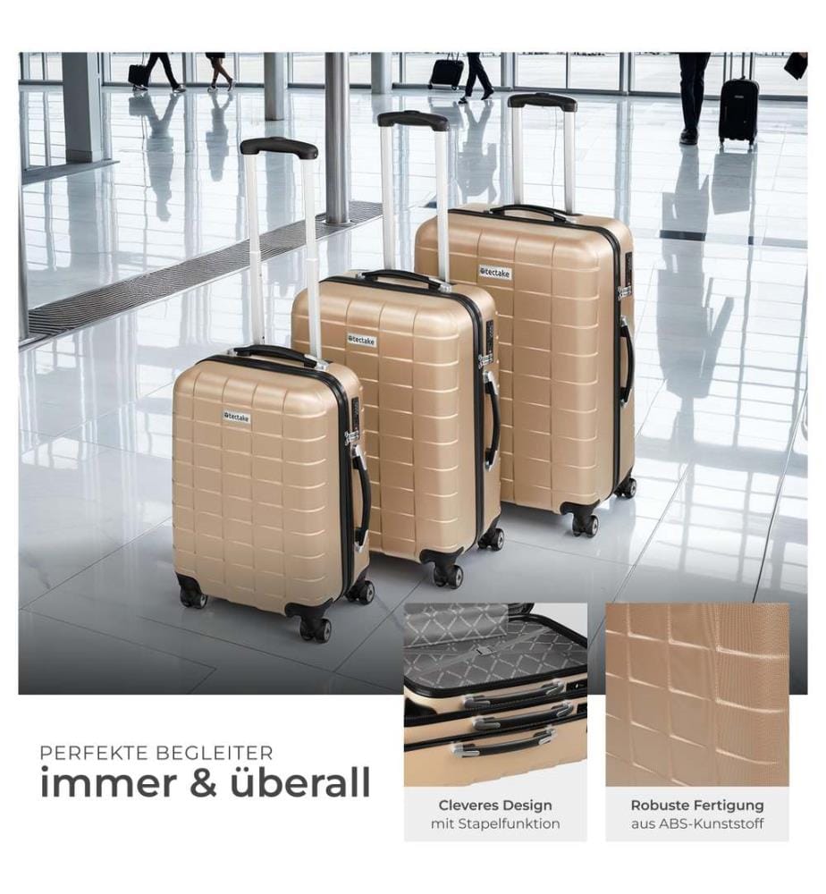 Set de 3 Valises Trolley Rigides JAKUB - champagne