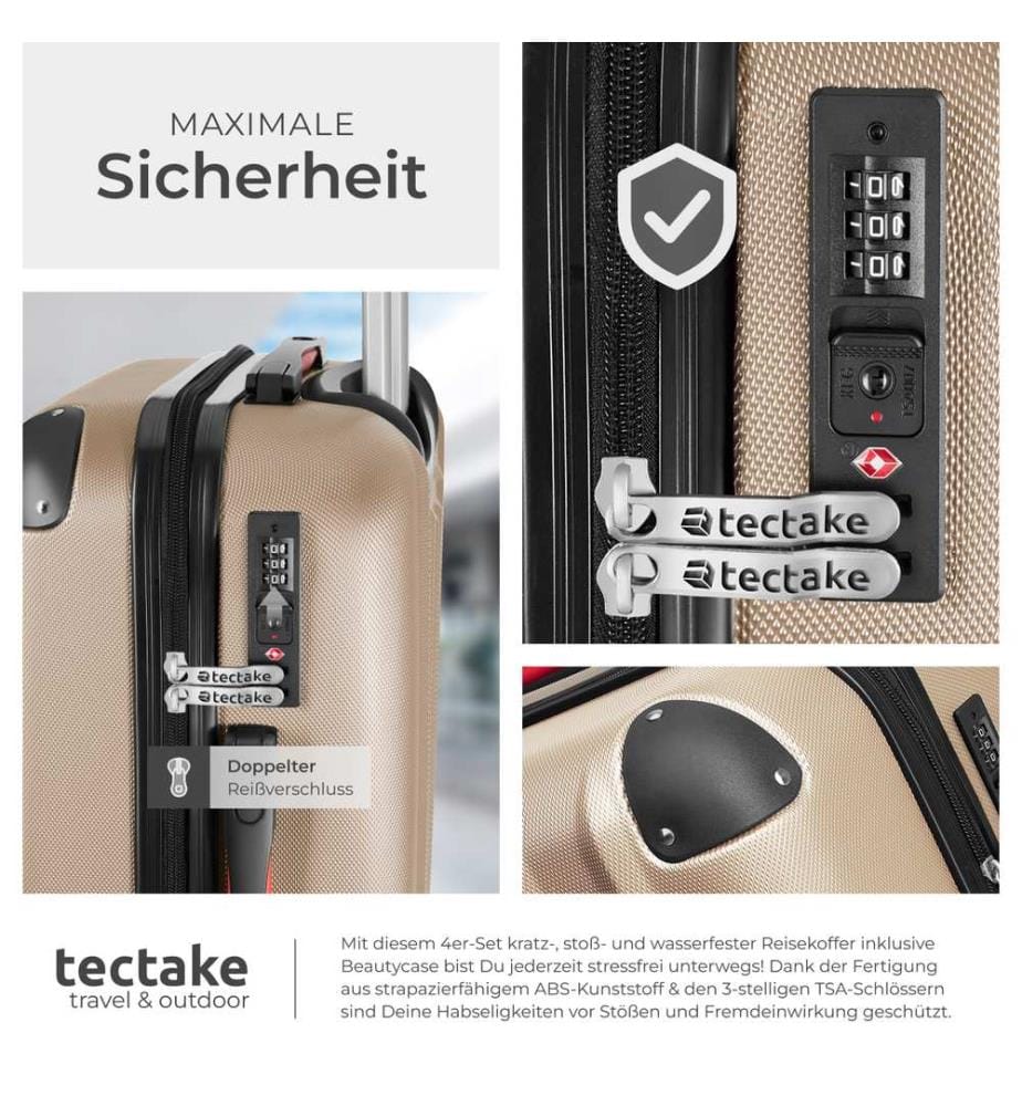 Hartschalenkoffer und Beauty-Case Set 4-tlg - champagner