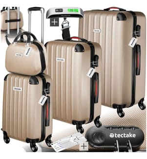 Set de valises rigides Cleo 4 pièces avec pèse-valise - champagne