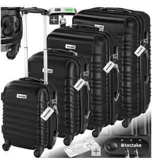 Set de valises rigides Mila 4 pièces avec pèse-bagages - noir