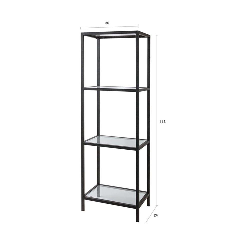 Scaffale Sirk - 36x24x113 cm - Nero