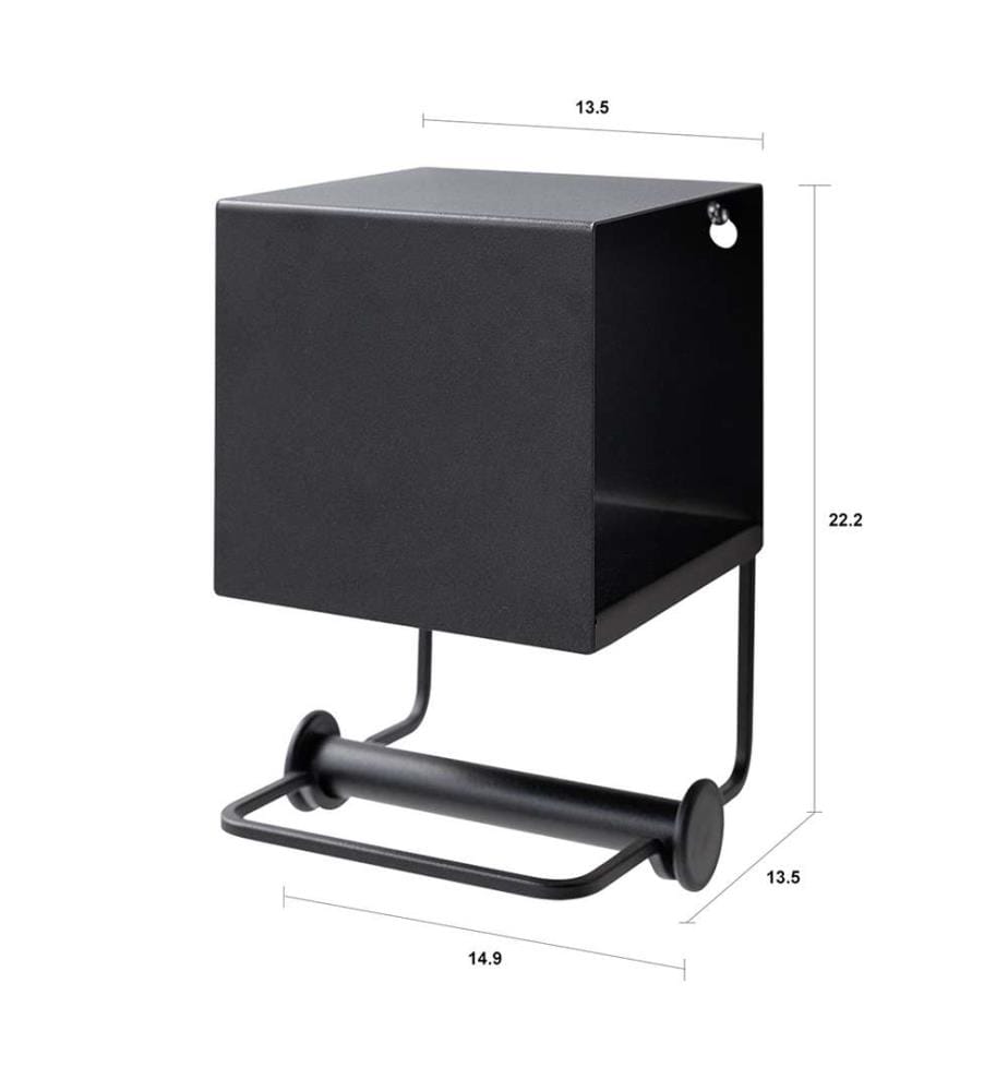 Roll holder with compartment and shelf YINSI black