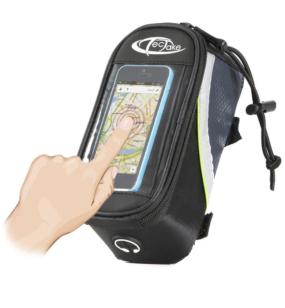 Fahrradtasche mit Rahmen-Befestigung für Smartphones - 18 x 8,5 x 8,5 cm, schwarzgraugrün